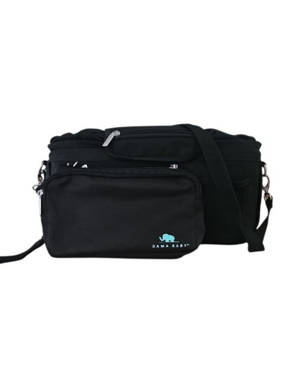 Dama Baby Stroller Organizer Diaper Bag Black Insulated Cup Holders Wristlet